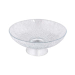 Abstract Design Footed Glass Serving Bowl- Transparent