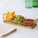 Set of 3 Serving Glass bowls with Tray- Transparent