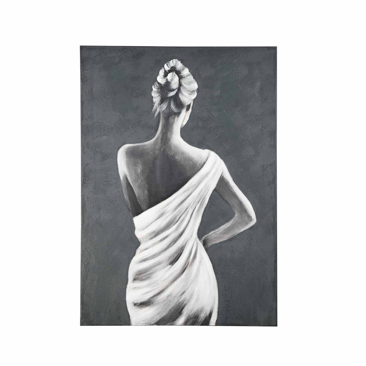 Woman Posing Canvas Wall Painting- Black and White