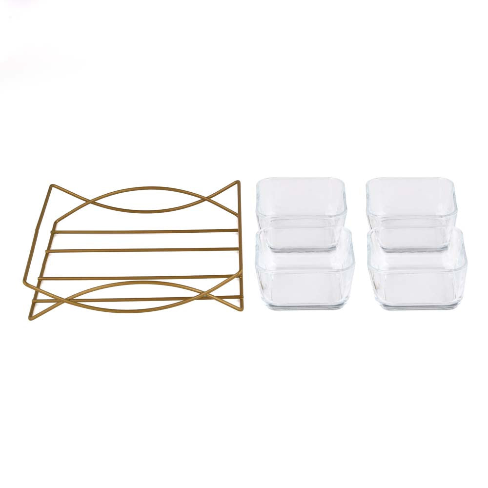 Set of 4 Serving Glass bowls with Tray- Transparent