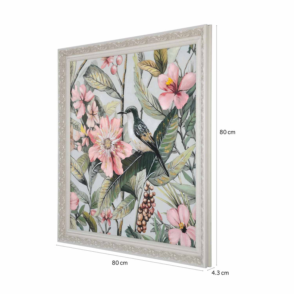Bird in flowers Canvas Wall Painting- Blue