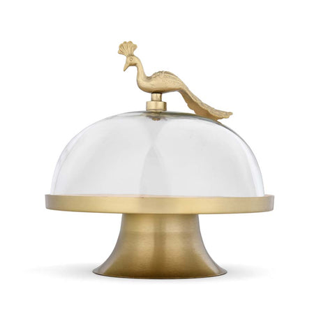 Peacock Cake Stand with Lid- Gold