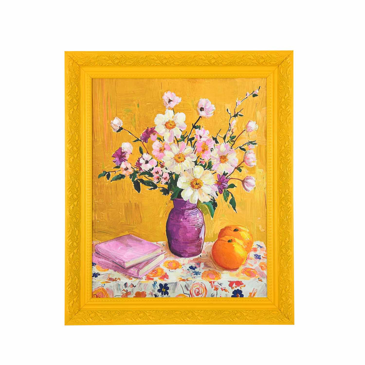 Vase and Books Canvas Wall Painting- Multicolor