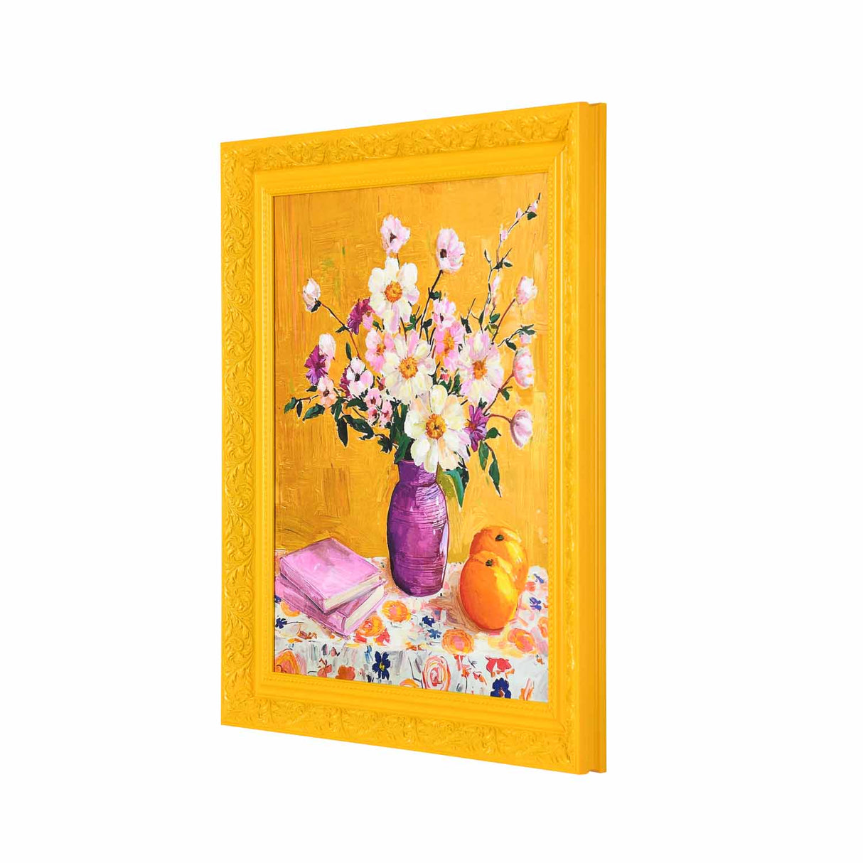 Vase and Books Canvas Wall Painting- Multicolor