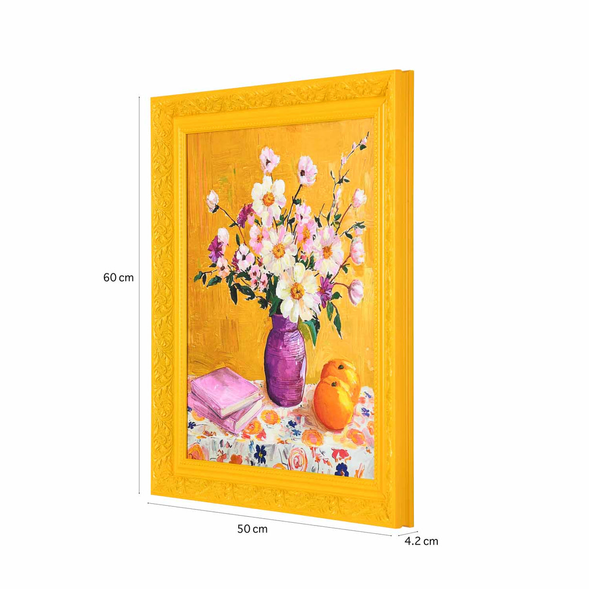 Vase and Books Canvas Wall Painting- Multicolor