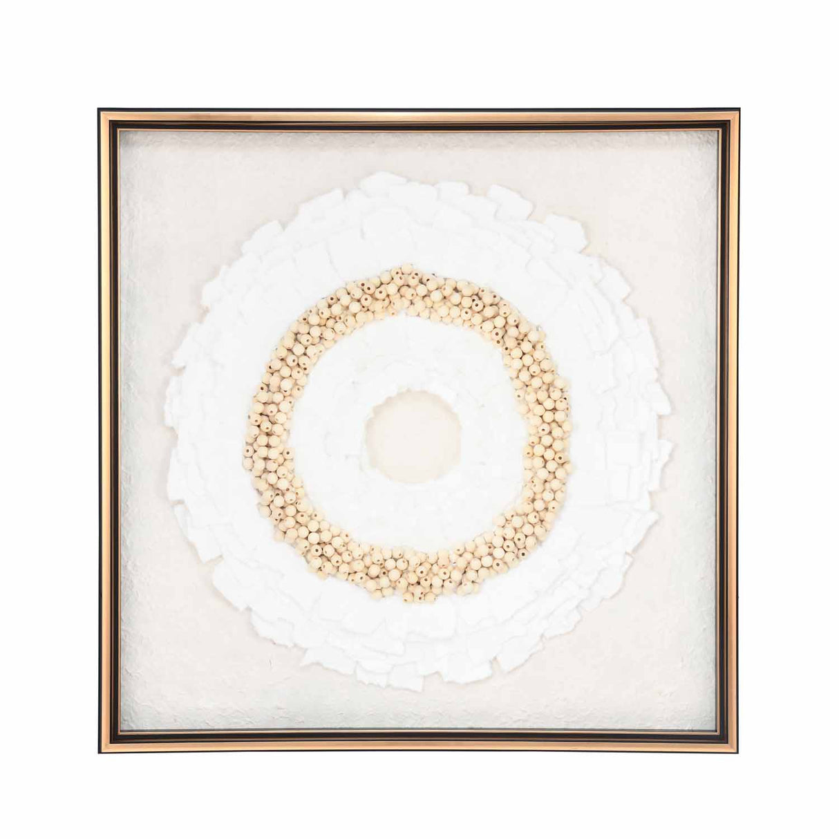 Floral Art Glass Wall Décor- White and Sand Brown