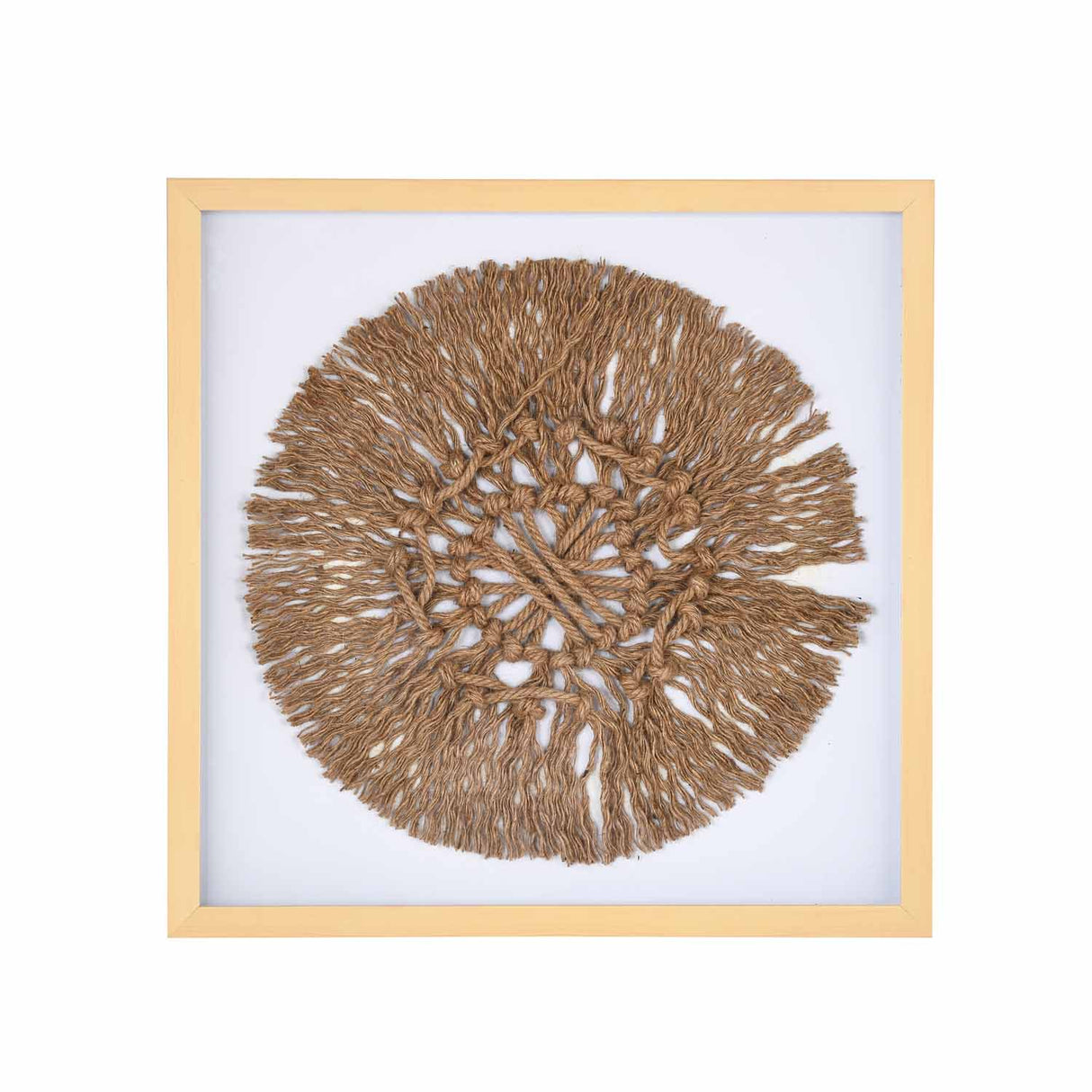 Jute Mandala Glass Wall Décor- Sand Brown