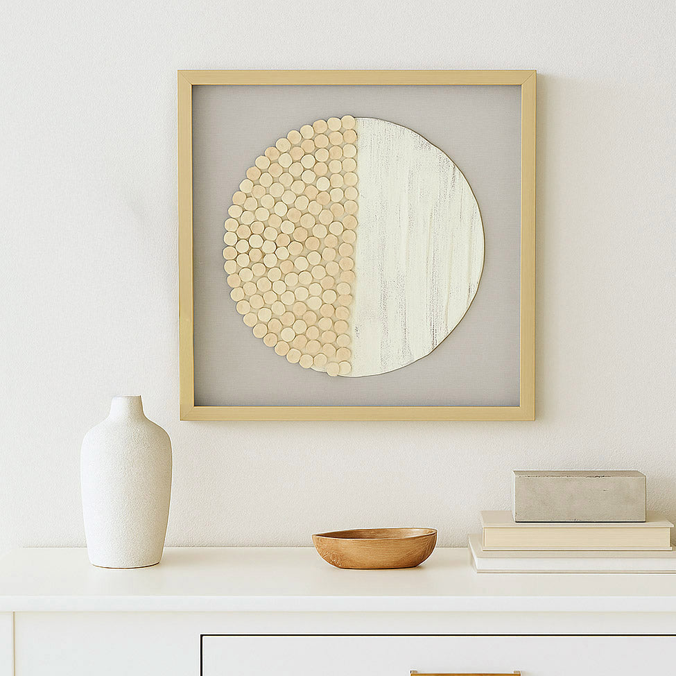 Shell Art Glass Wall Décor- Beige