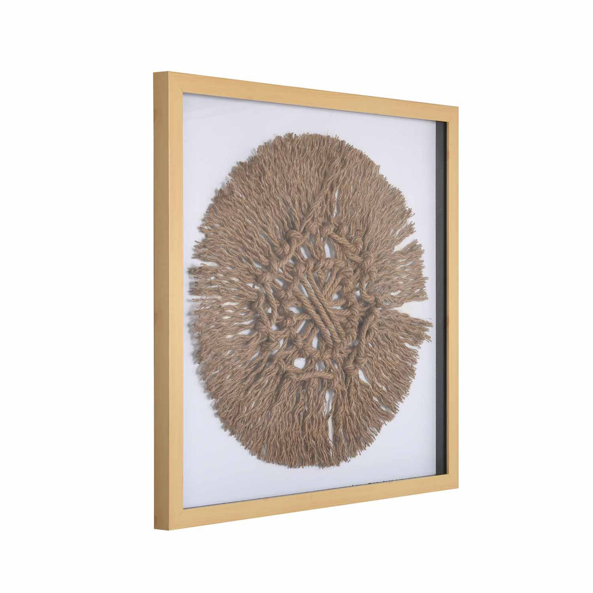 Jute Mandala Glass Wall Décor- Sand Brown