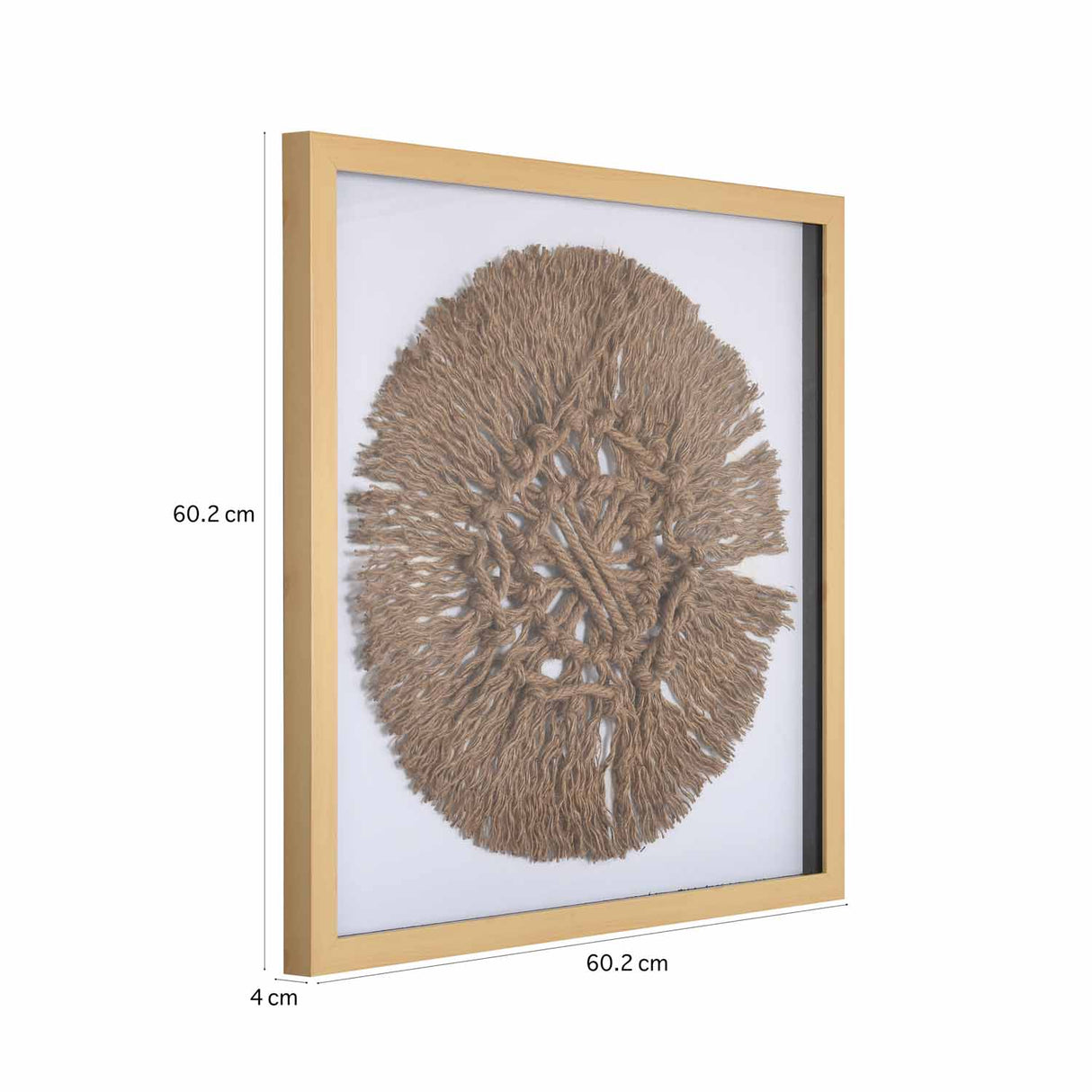 Jute Mandala Glass Wall Décor- Sand Brown