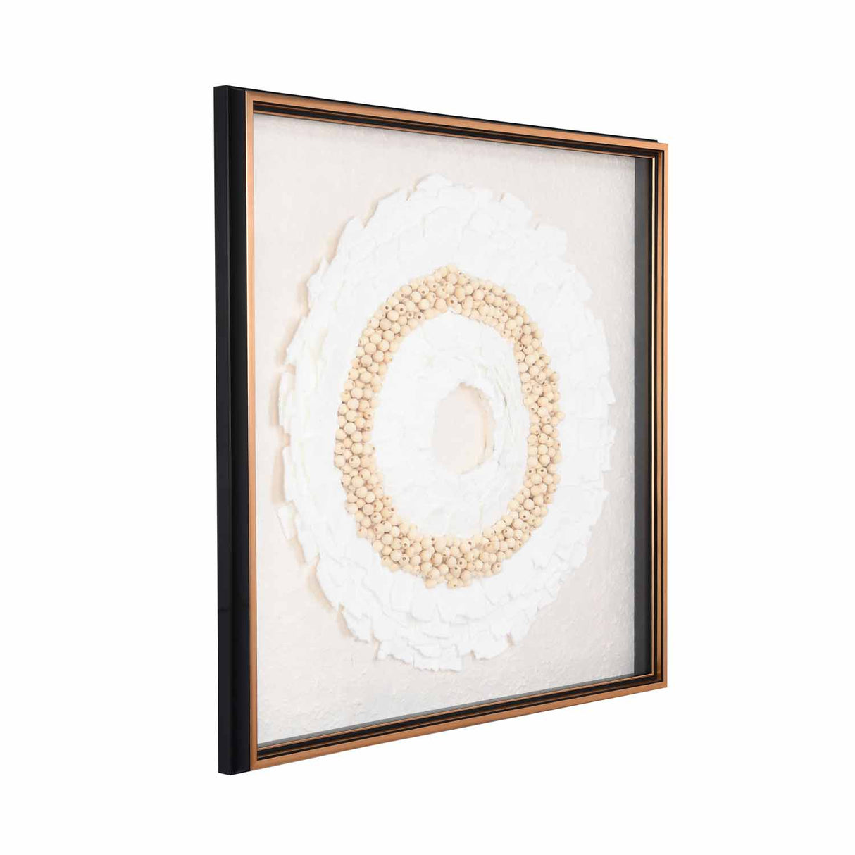 Floral Art Glass Wall Décor- White and Sand Brown