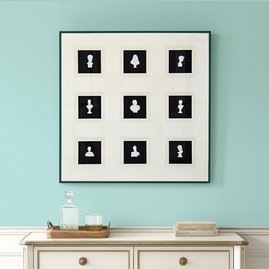 Greek Faces Glass Wall Décor- White and Black