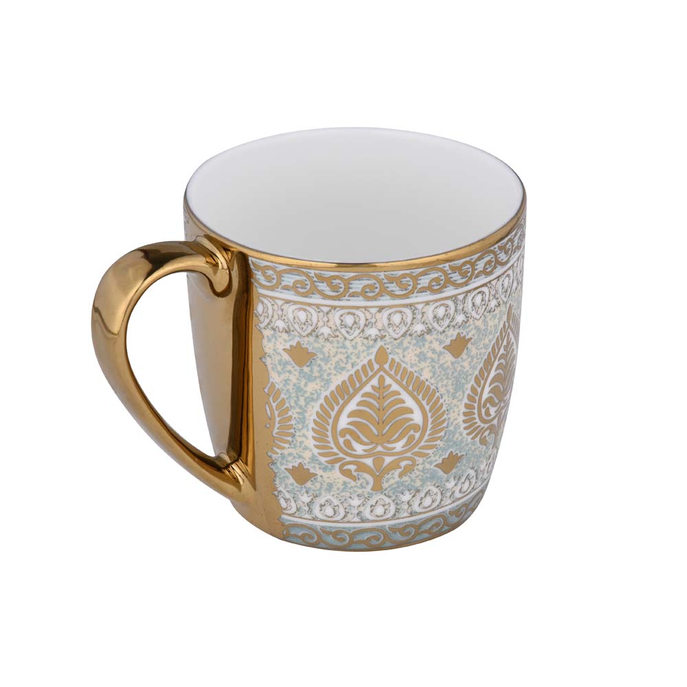 Porcelain Set of 6 Coffee Mug- White and Gold