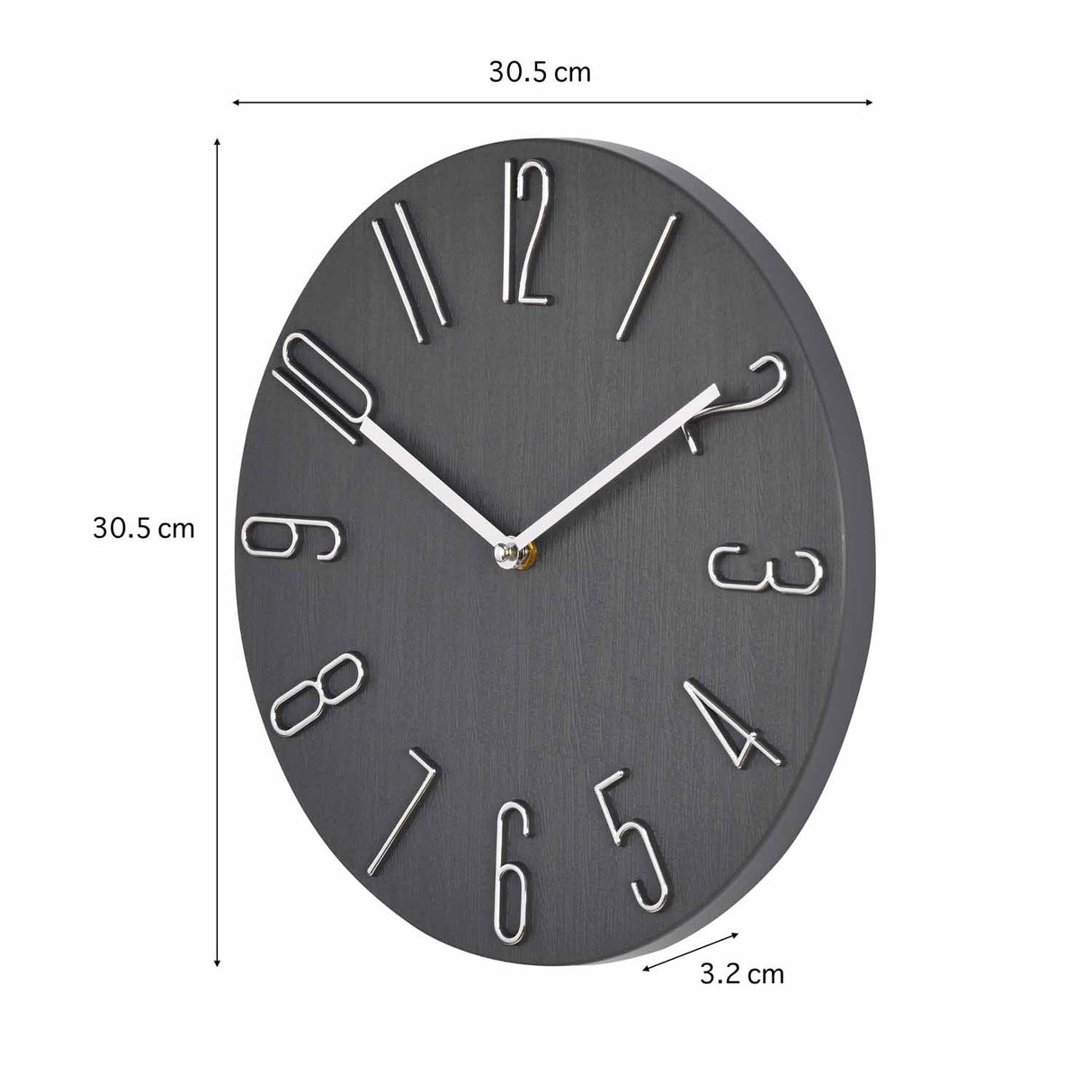 3D Numeric Plastic Modern Wall Clock- Black