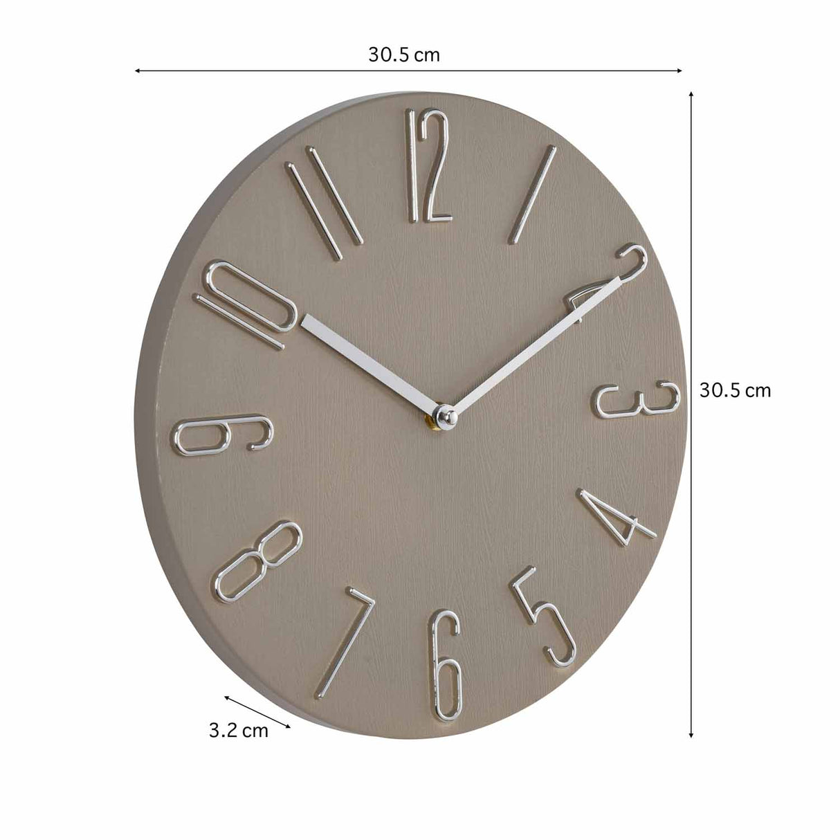 3D Numeric Plastic Modern Wall Clock- Grey