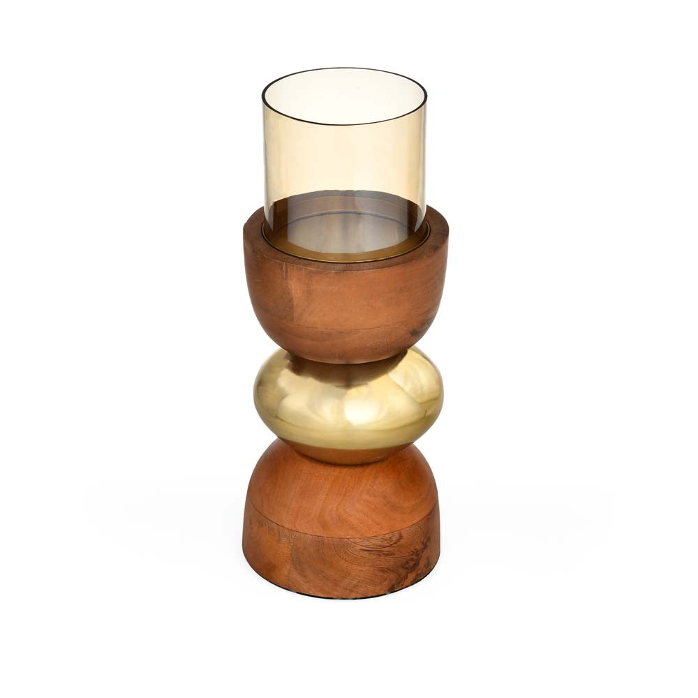 Dual Arch Candle Holder Large- Brown and Gold