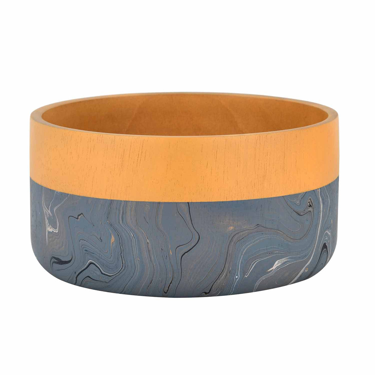 Decorative Dual Marble Tone Round Urli- Brown and Grey