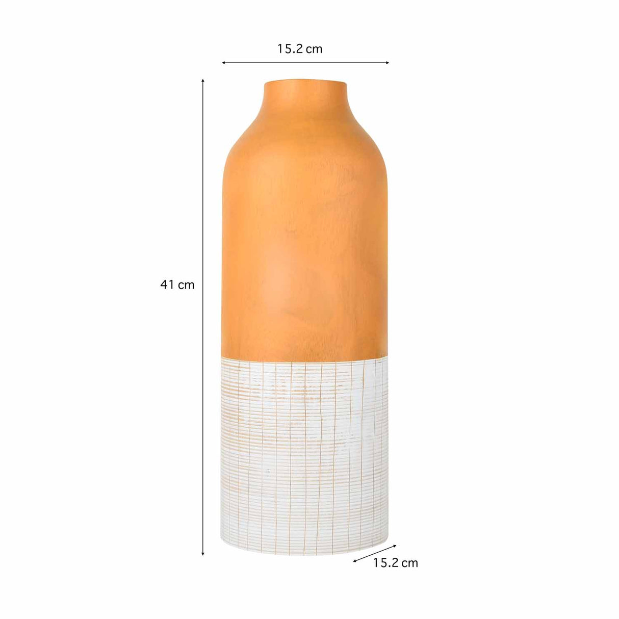 Dual Tone Wooden Table Vase Small Size- Brown and White