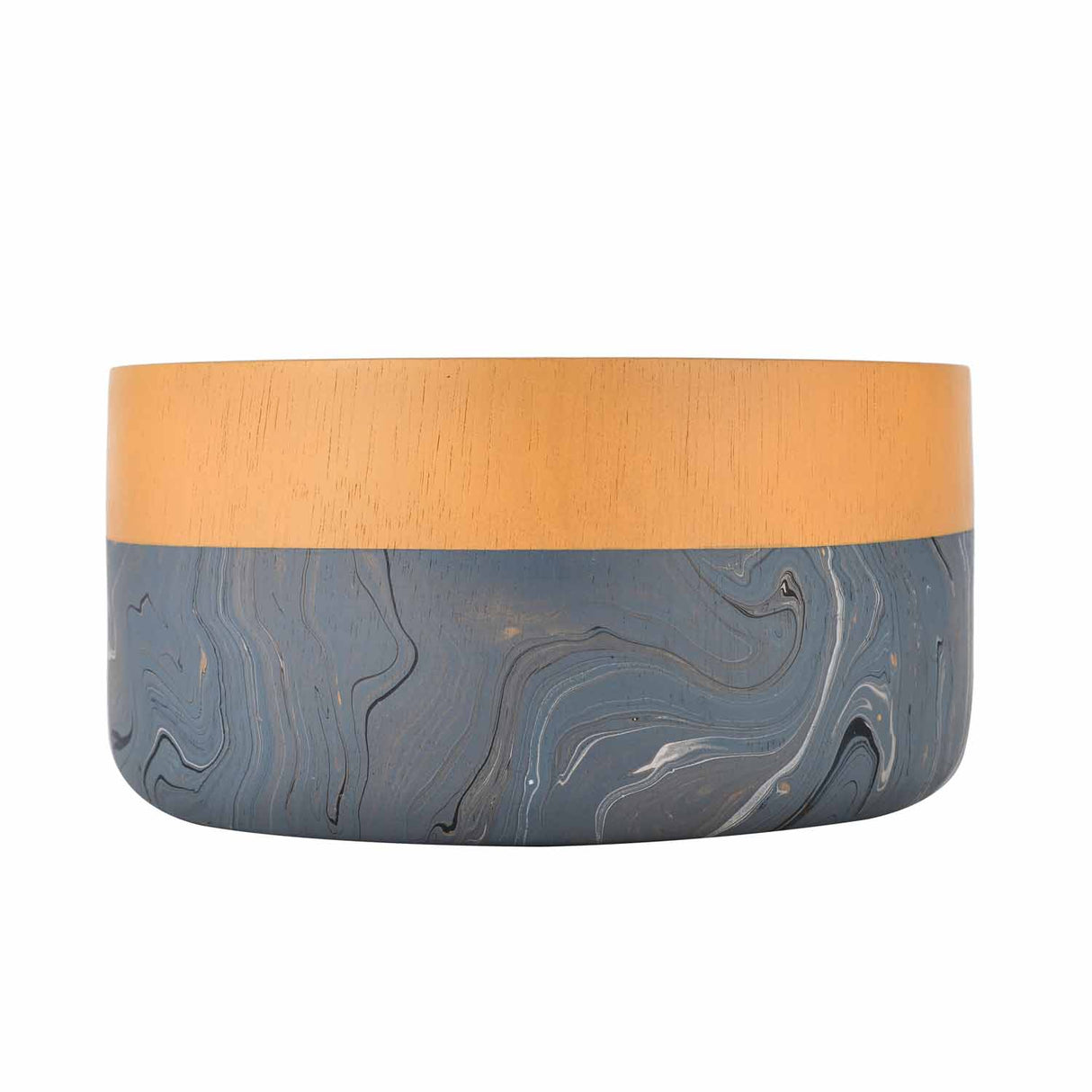 Decorative Dual Marble Tone Round Urli- Brown and Grey