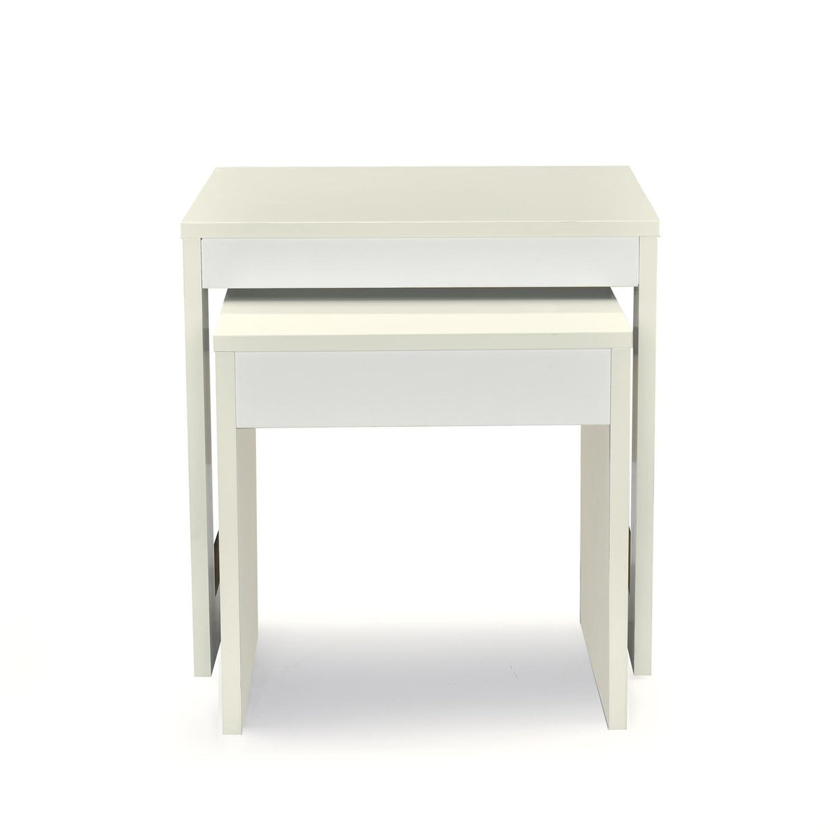 Modern ivory white nix nested table set of 2 front view 2