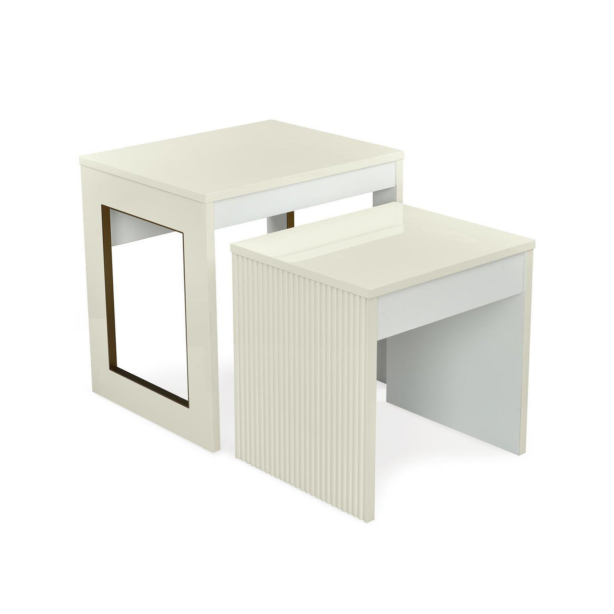 Minimalist ivory white nesting tables set 2