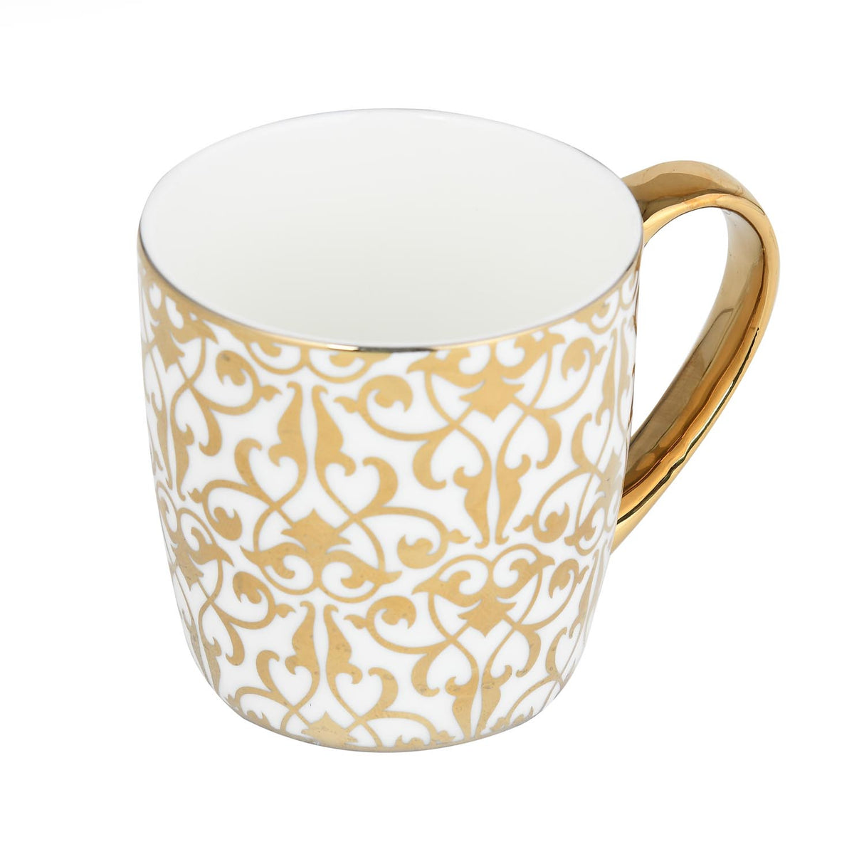 Golden Handle Porcelain Coffee Mug- White and Gold