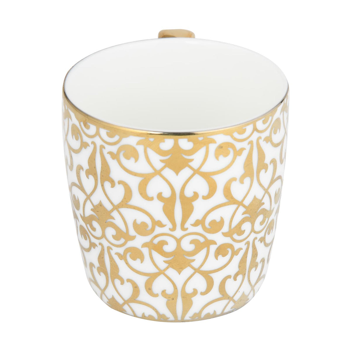 Golden Handle Porcelain Coffee Mug- White and Gold