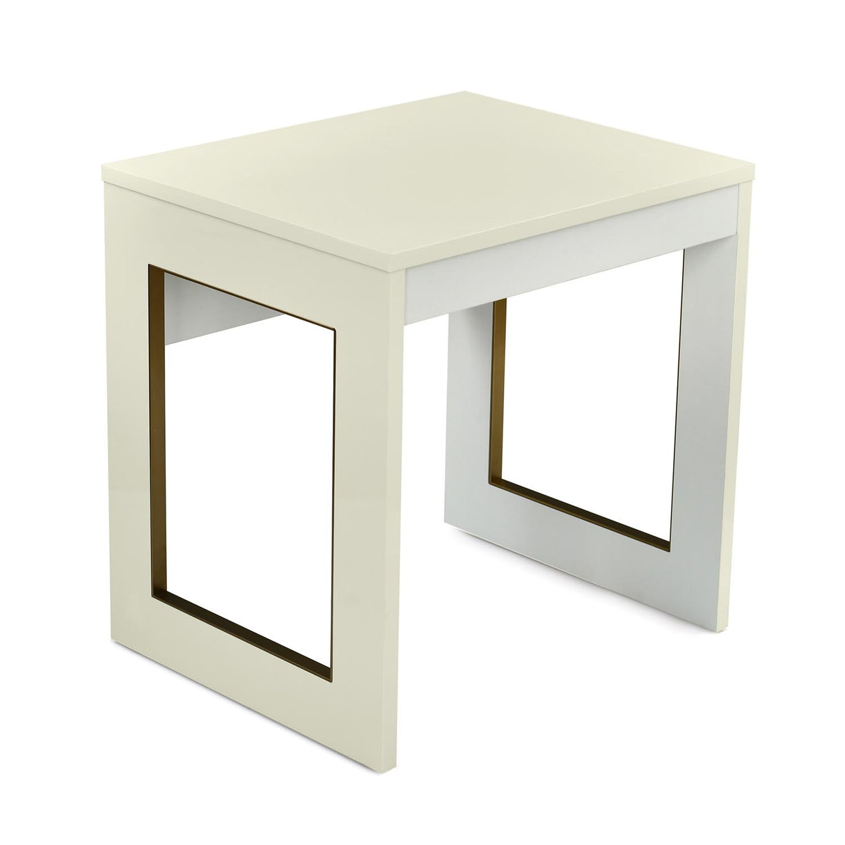 Ivory side table with open rectangular legs 2