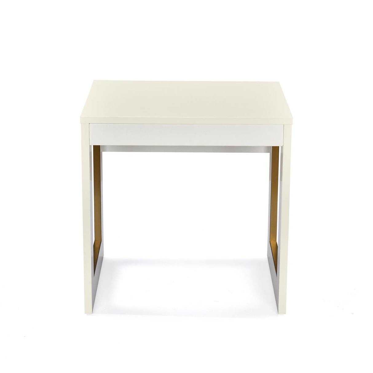 Minimalist ivory white nesting tables set back view 2