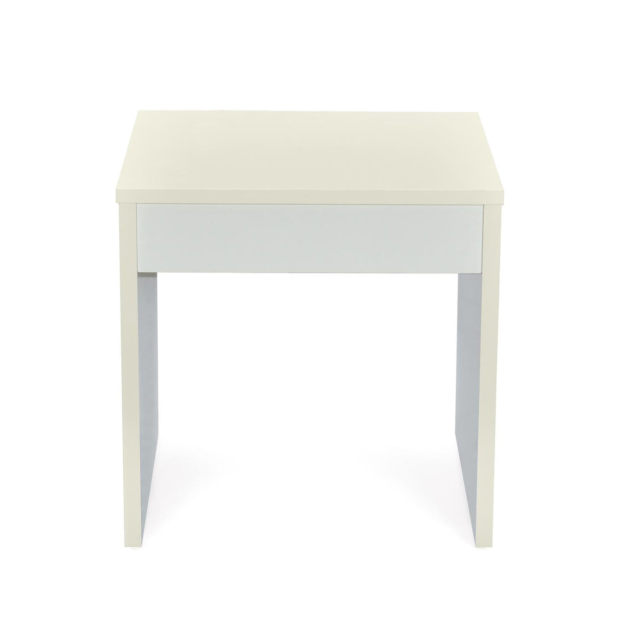 Minimalist ivory white nesting table front view 2