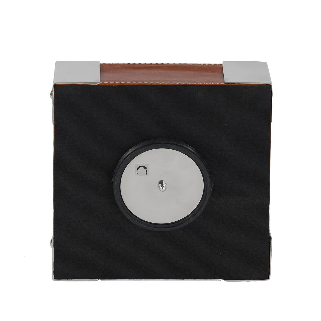 Square Leather Table Clock- Brown