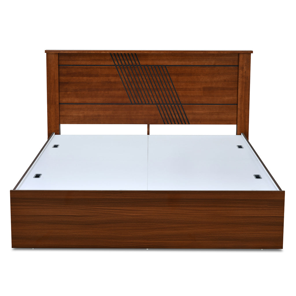 Electra Max Solid wood Bed with Box Storage (Walnut)