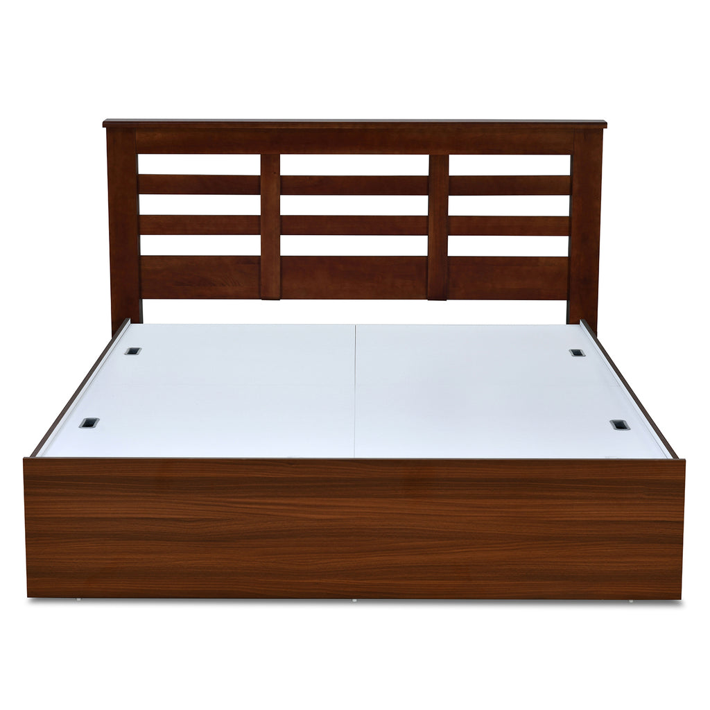 Maple Max Solid Wood Bed with Box Storage (Walnut)