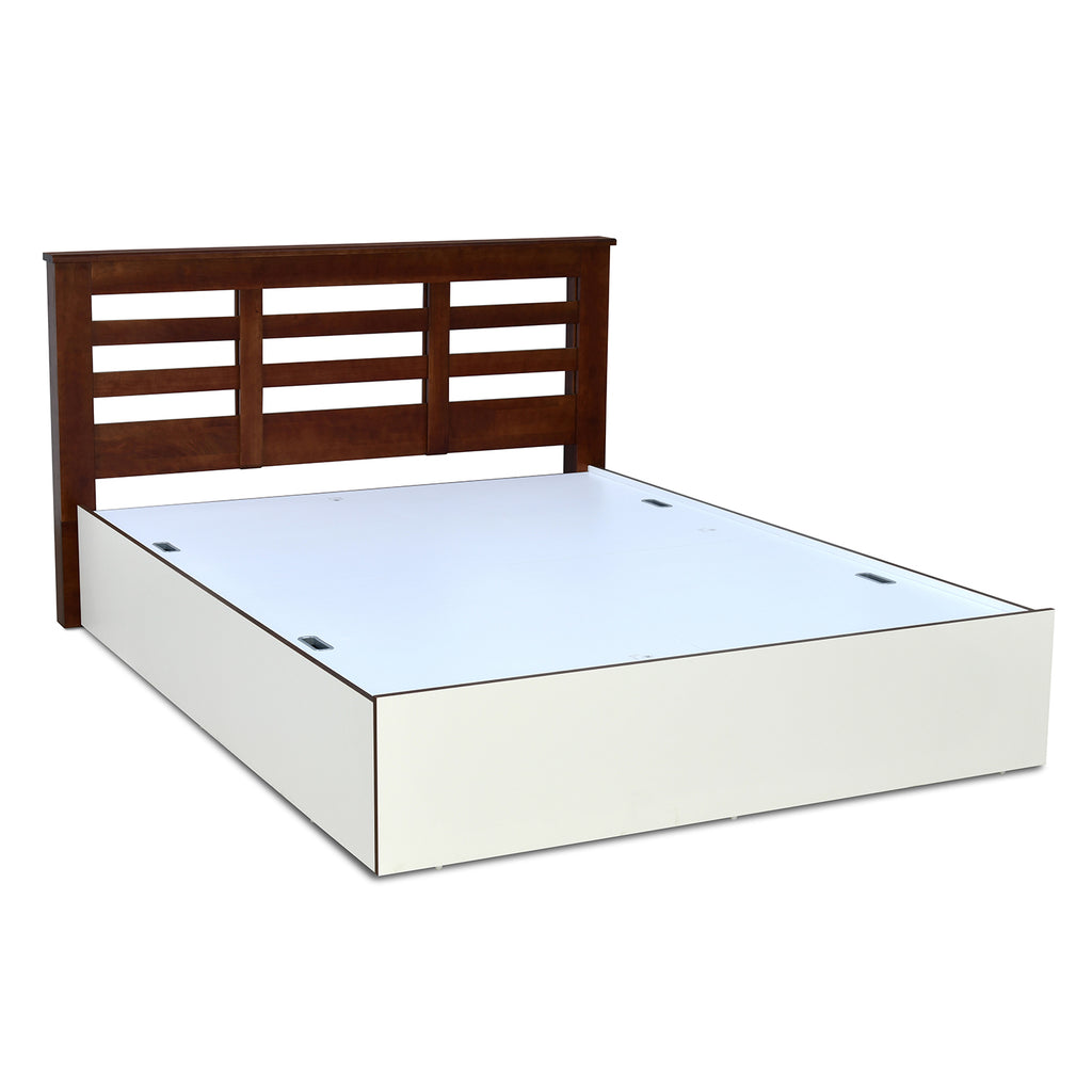 Maple Max Solid Wood Bed with Box Storage (White)