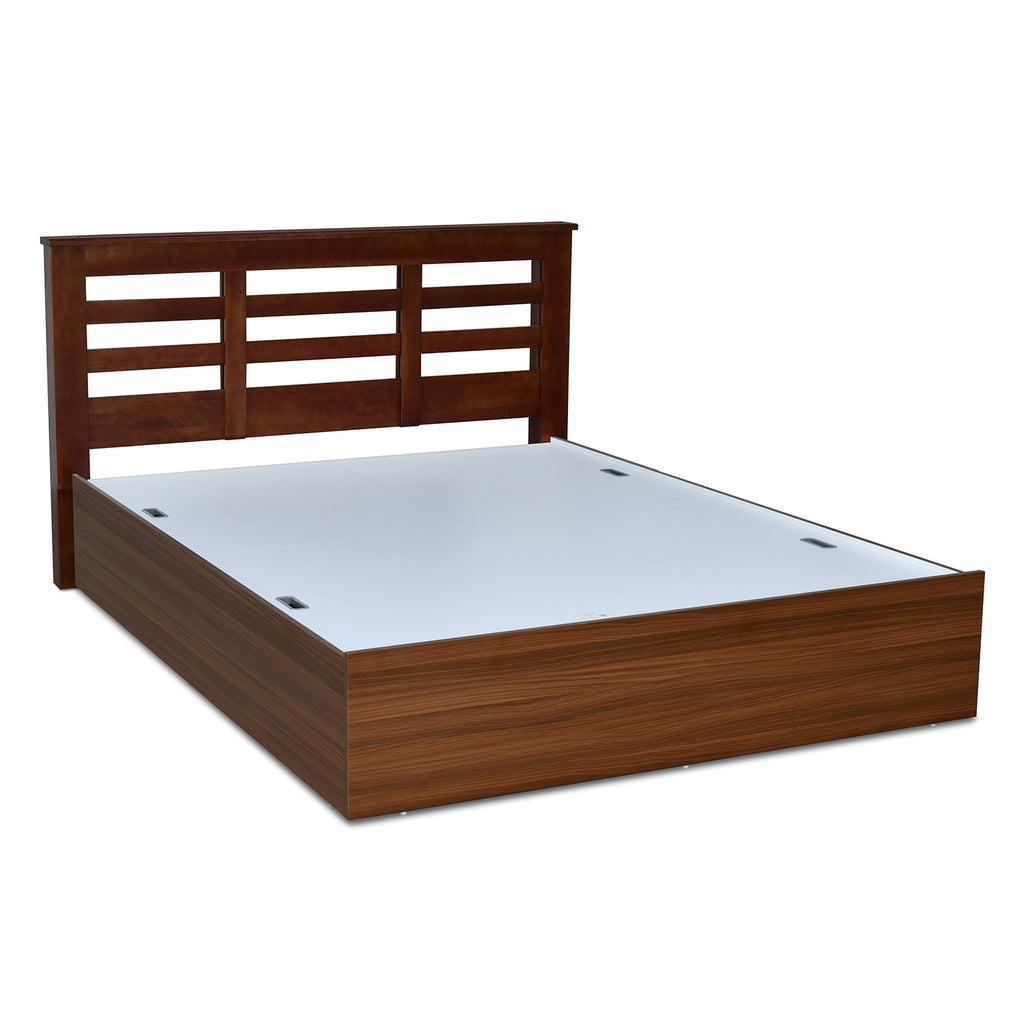 Maple Max Solid Wood Bed with Box Storage (Walnut)