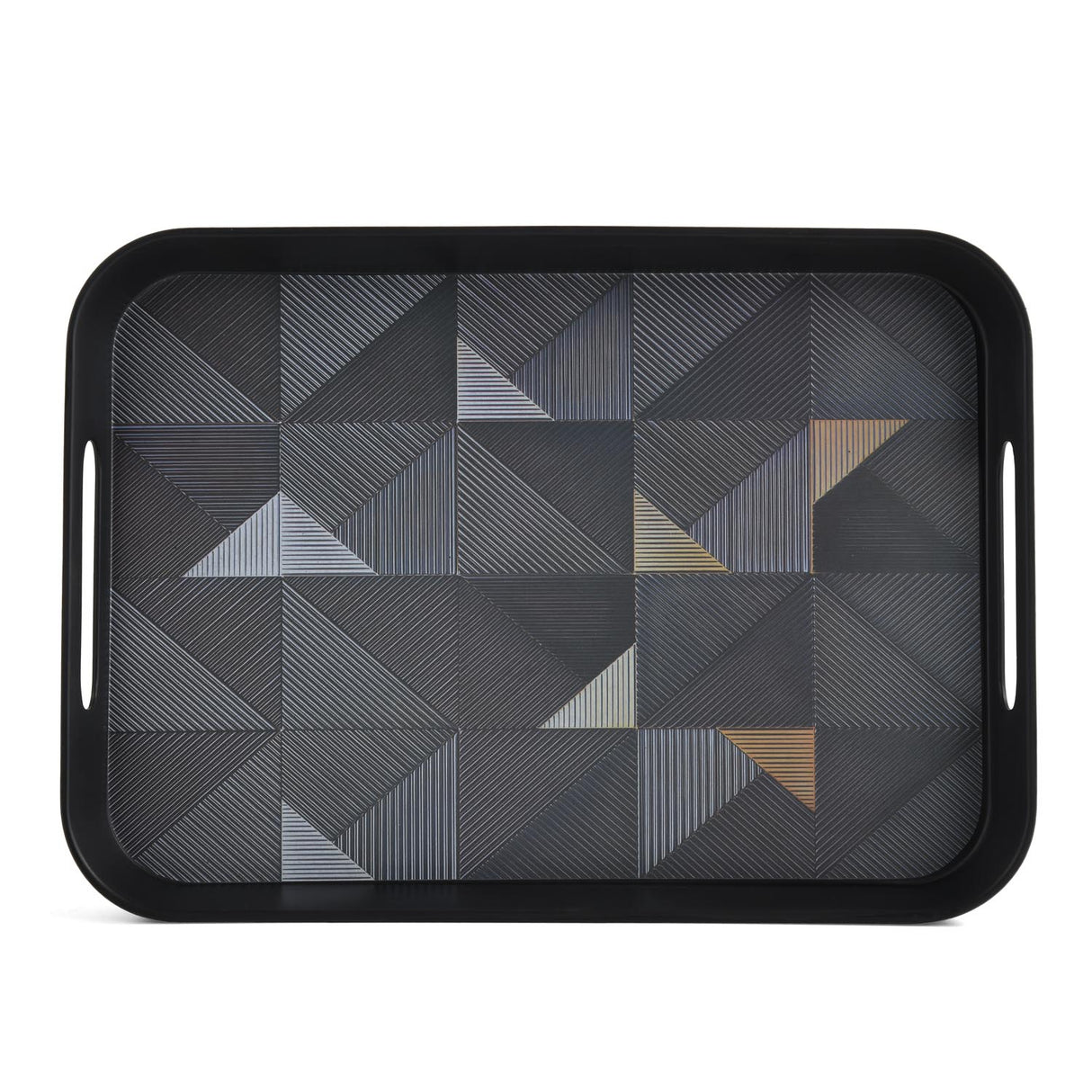 Melamine Serving Tray with Cube Handle Medium- Black