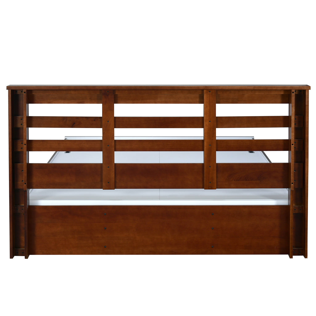Maple Max Solid Wood Bed with Box Storage (Walnut)