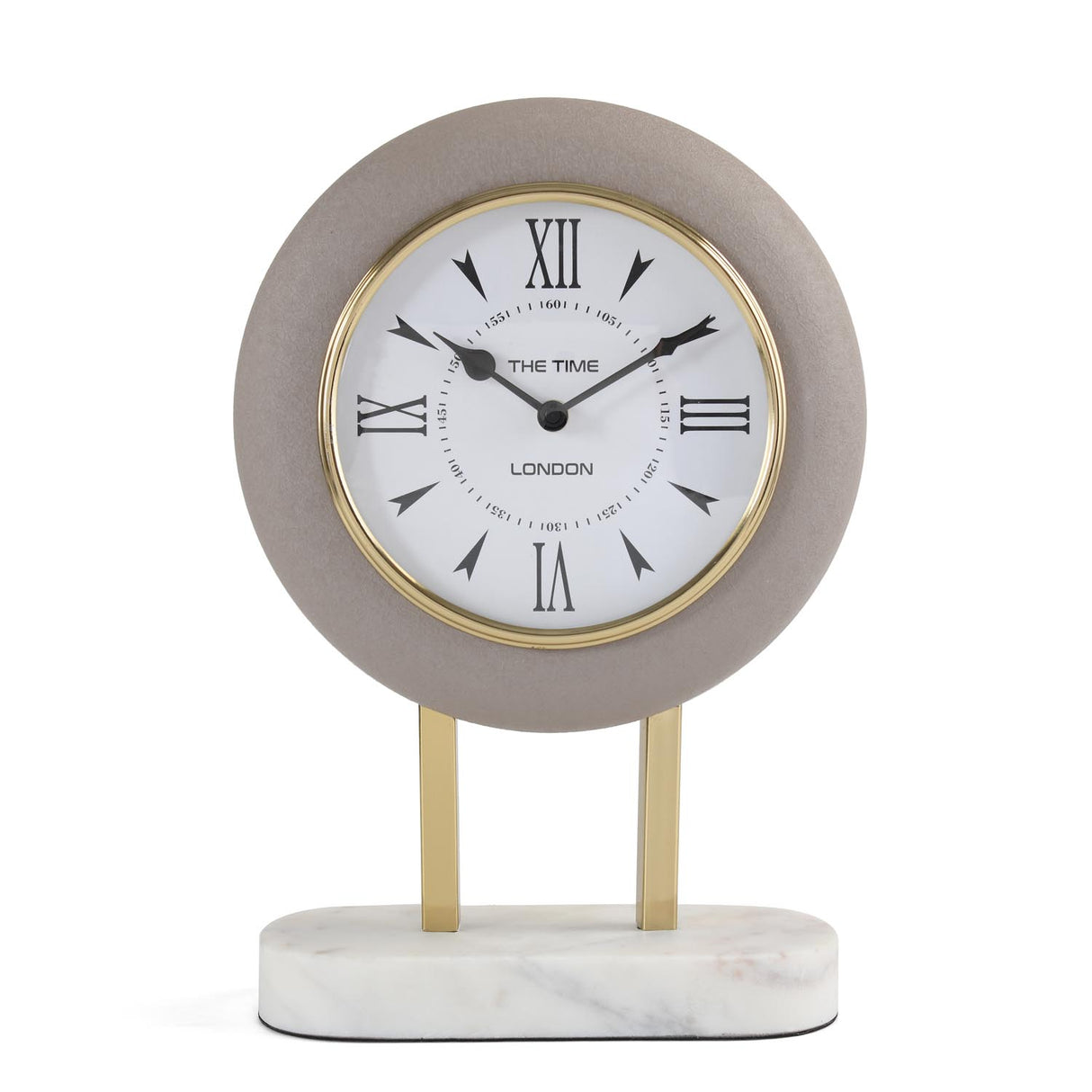Round Wooden Table Clock with Stand- Taupe