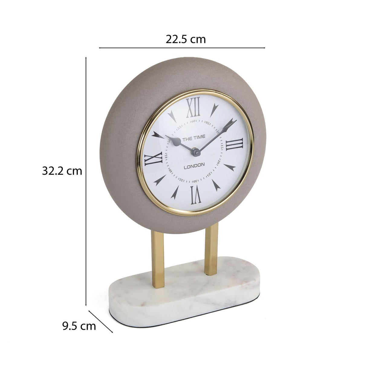 Round Wooden Table Clock with Stand- Taupe