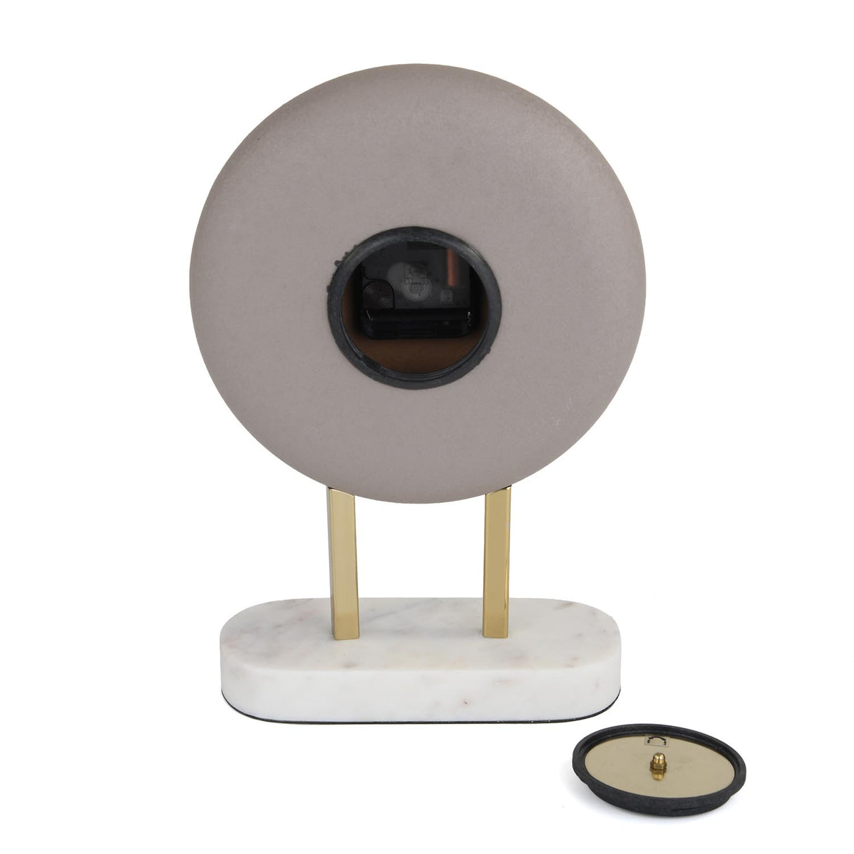 Round Wooden Table Clock with Stand- Taupe