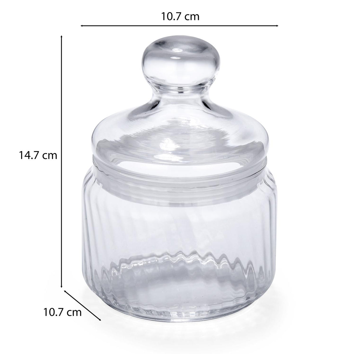 Elegant Striped Pattern 500 ml Glass Cannisters Set of 2- Transparent