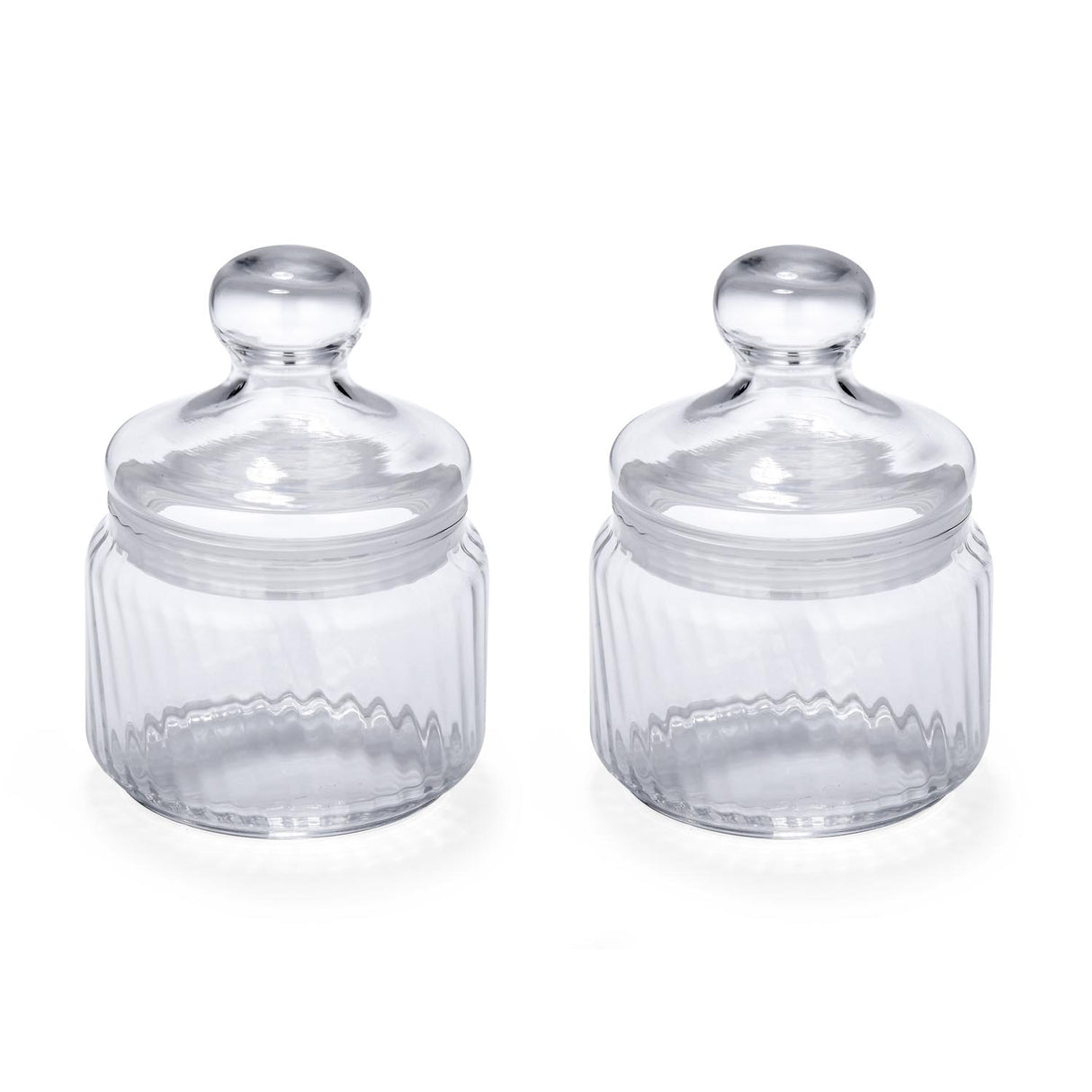 Elegant Striped Pattern 500 ml Glass Cannisters Set of 2- Transparent