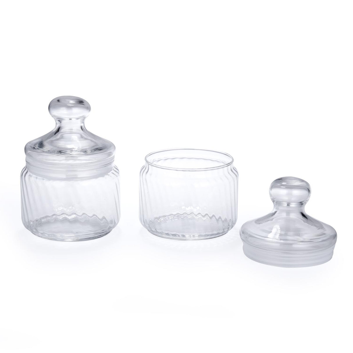 Elegant Striped Pattern 500 ml Glass Cannisters Set of 2- Transparent