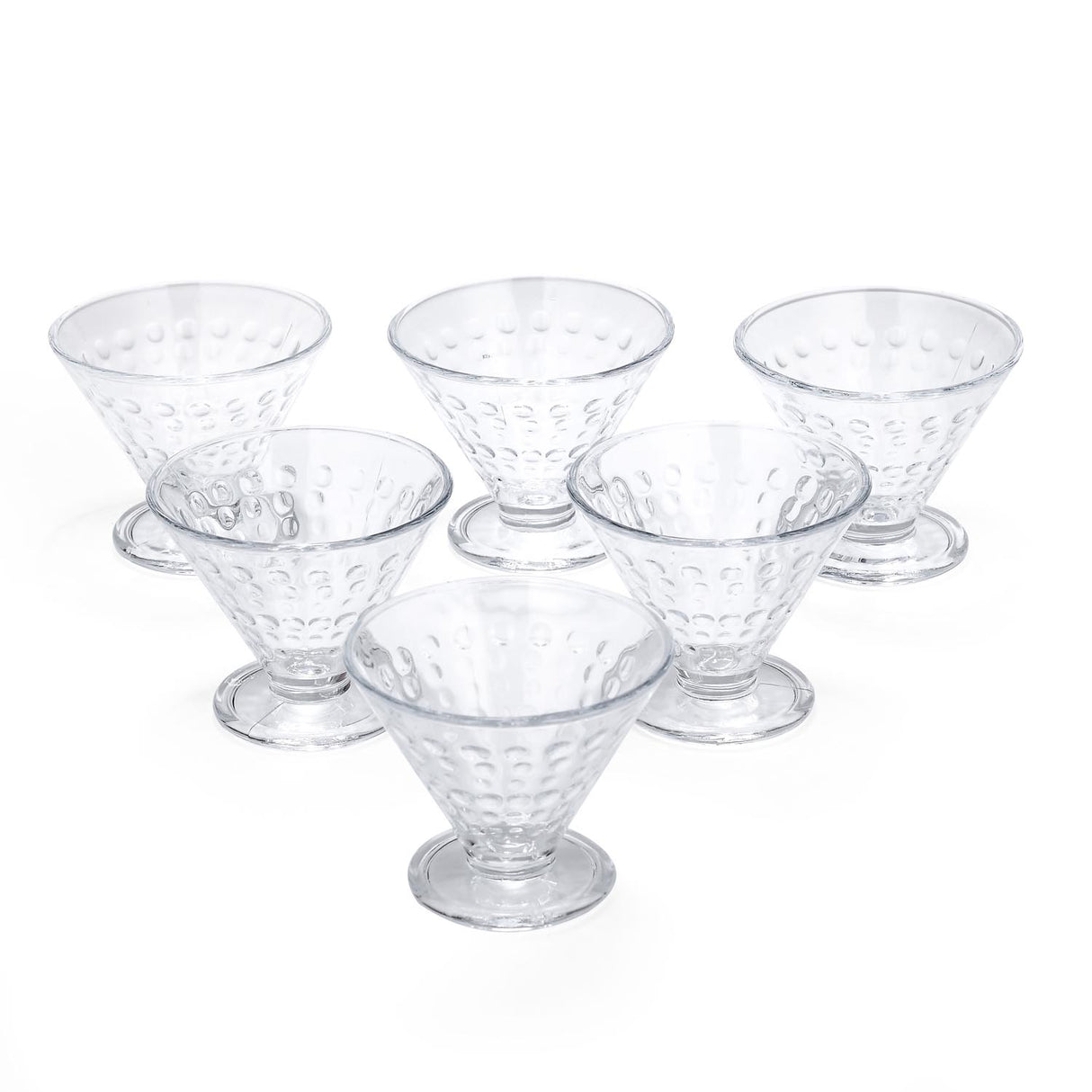Elegant Dotted Pattern 120 ml Ice Cream Bowl Set of 6- Transparent