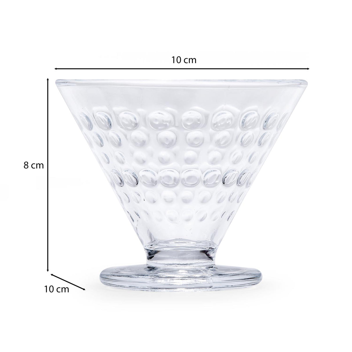 Elegant Dotted Pattern 120 ml Ice Cream Bowl Set of 6- Transparent