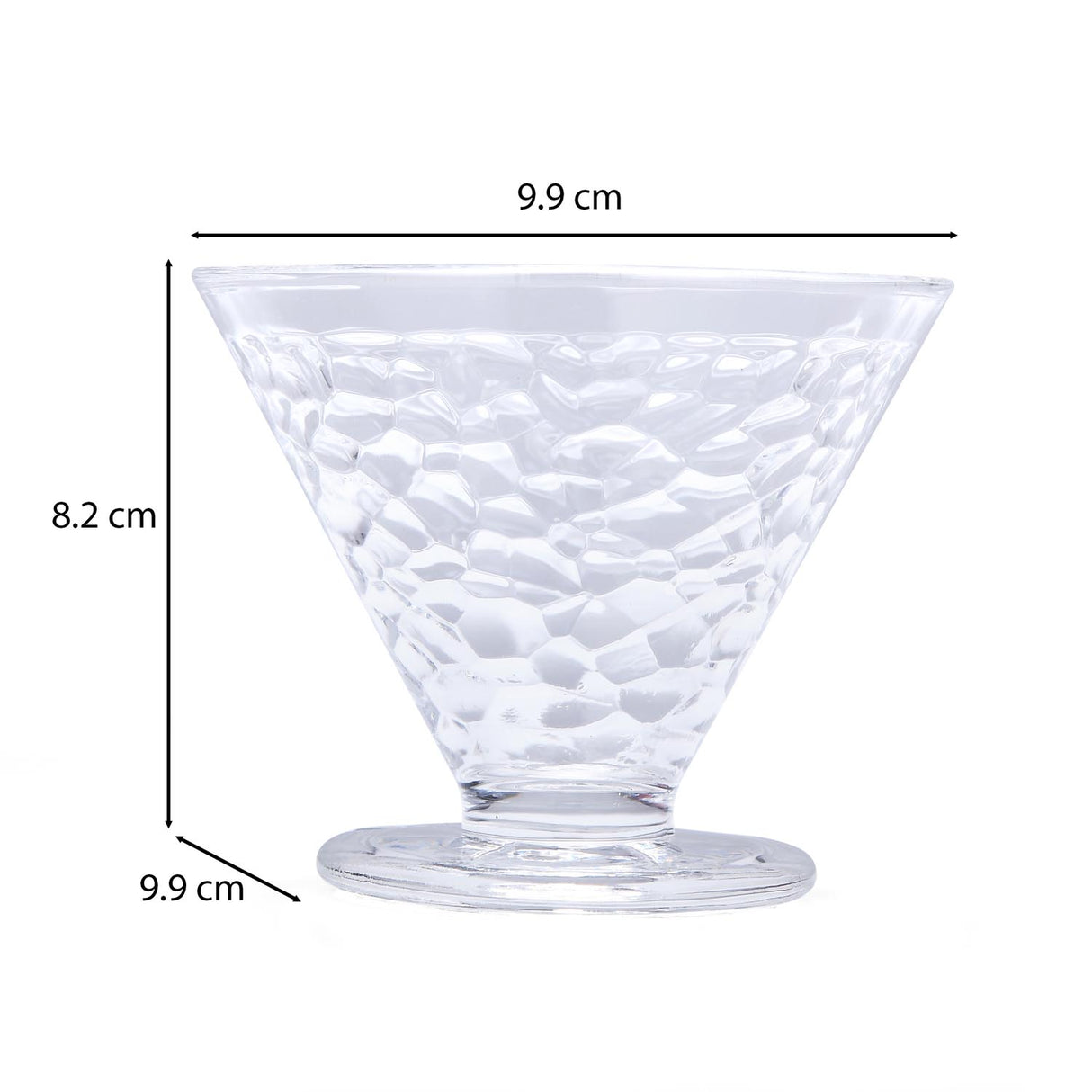 Elegant Frosted Pattern 120 ml Ice Cream Bowl Set of 6- Transparent