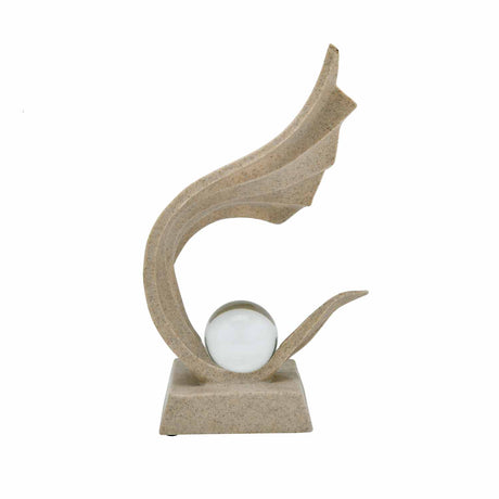 Waves with Crystal Sphere Table Décor Polyresin Showpiece- Sand Brown