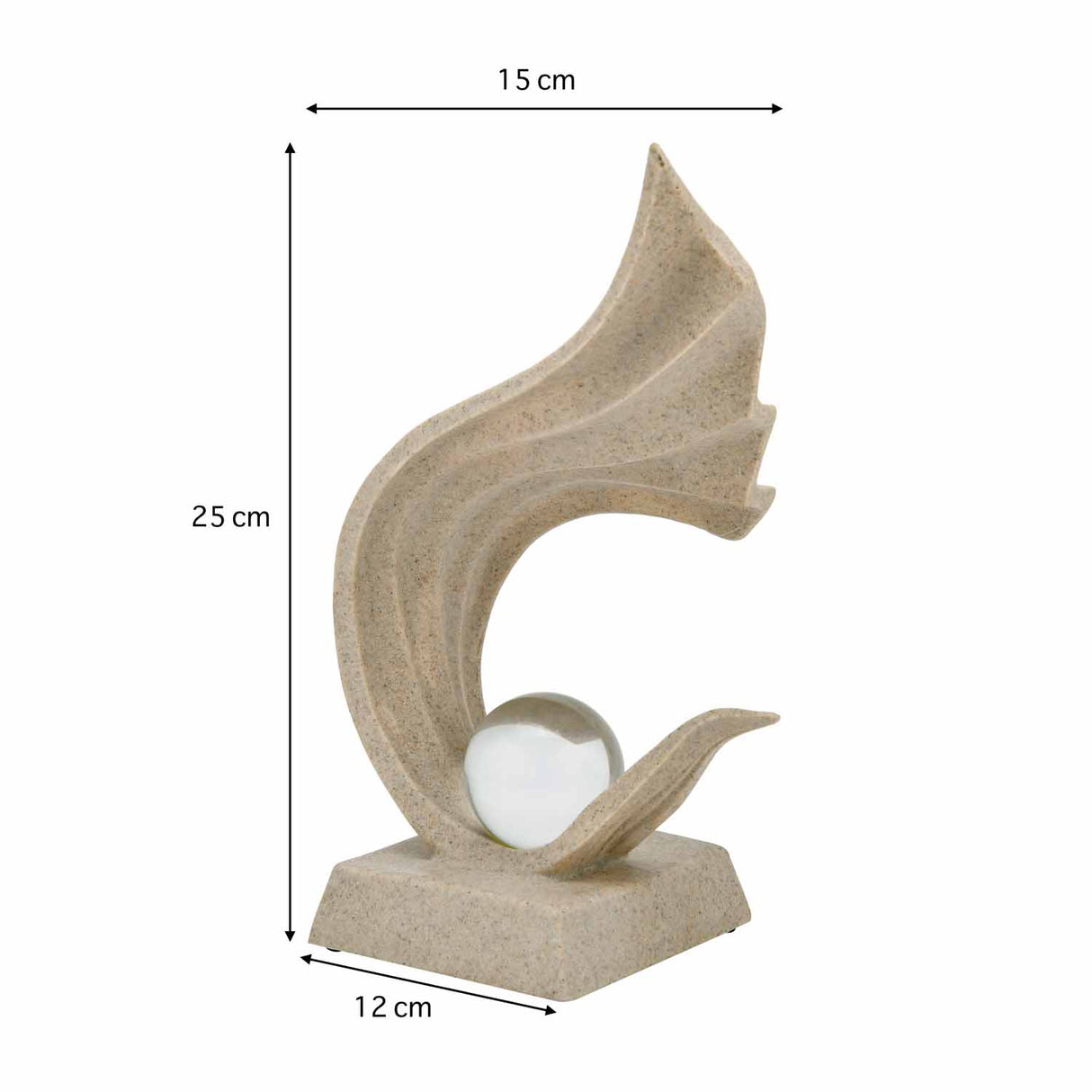Waves with Crystal Sphere Table Décor Polyresin Showpiece- Sand Brown