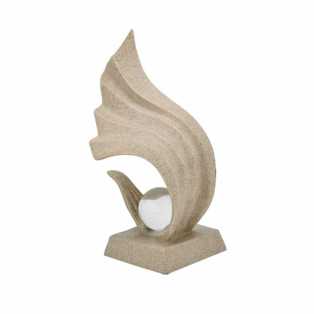 Waves with Crystal Sphere Table Décor Polyresin Showpiece- Sand Brown