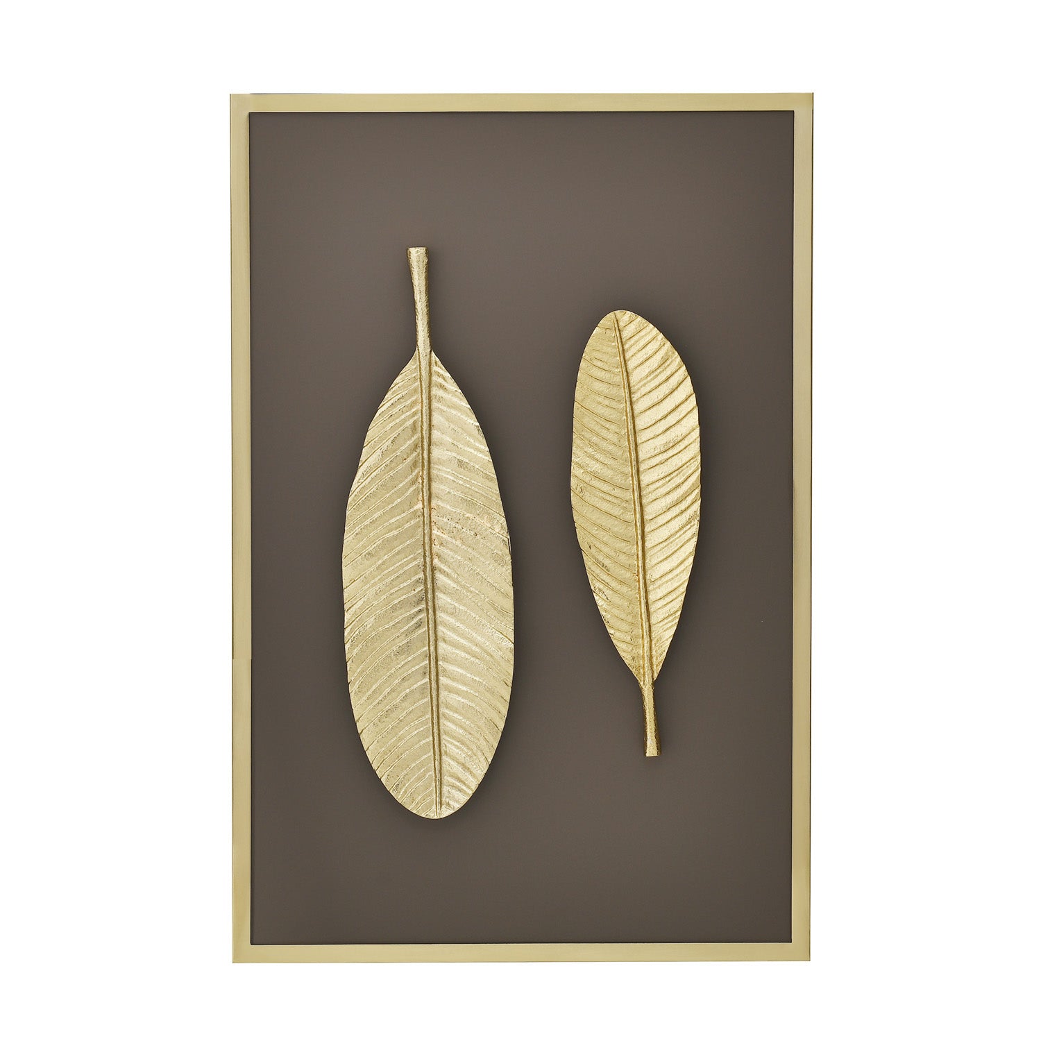 Two Leaves Metal & MDF Wall Art (Gold & Brown)